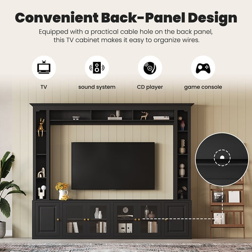 4-Piece Modern Entertainment Center Wall Unit With Bookshelves,