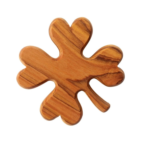 Kleeblatt Handschmeichler aus Olivenholz | Glücksbringer als Geschenk