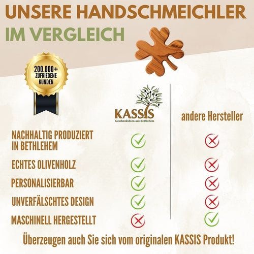 Kleeblatt Handschmeichler aus Olivenholz | Glücksbringer als Geschenk