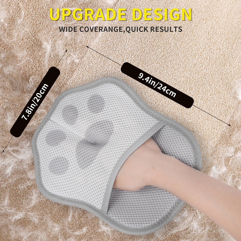 2-piece Set Cute Cat Paw Pet Hair Removal Glove Lint Brush for Furniture Clothes Pet Beds Electrostatic Cat Hair Remover Gloves