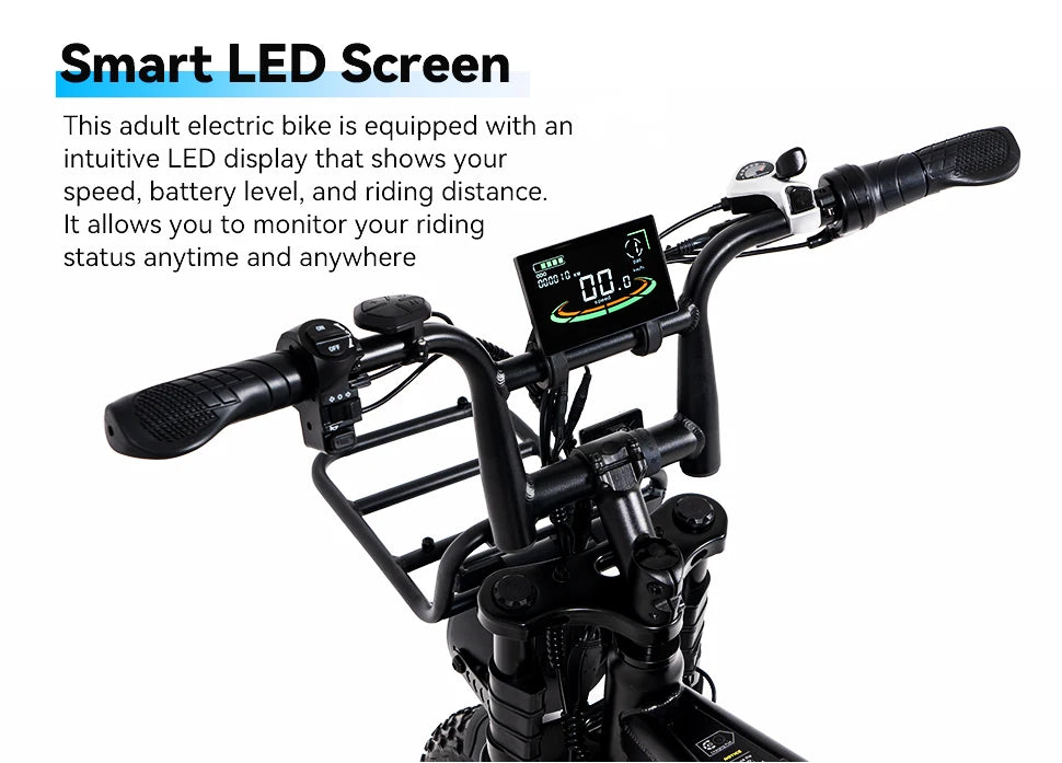 V8 High-Speed Mountain Bike 48V 20-Inch Wide Tires 15Ah Lithium Battery Rear Hub Motor EU Warehouse