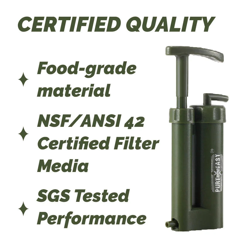 Portable Outdoor Survivor Water Purifier Filter Manual Power Source
