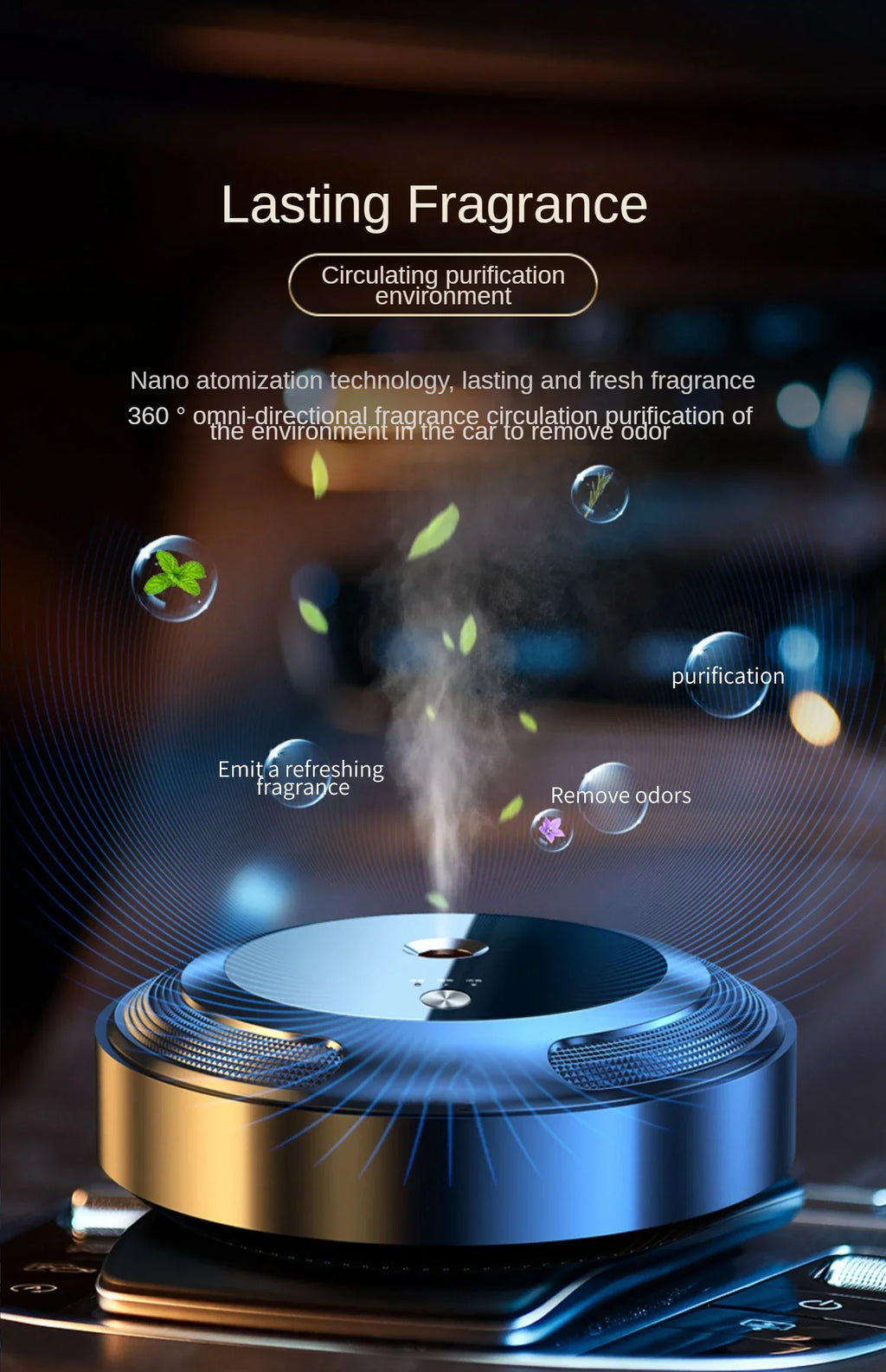 Smart Car Air Freshener Fragrance Diffuser Car Mist Humidifier Essential Oil Diffuser Aromatherapy Interior Accessories