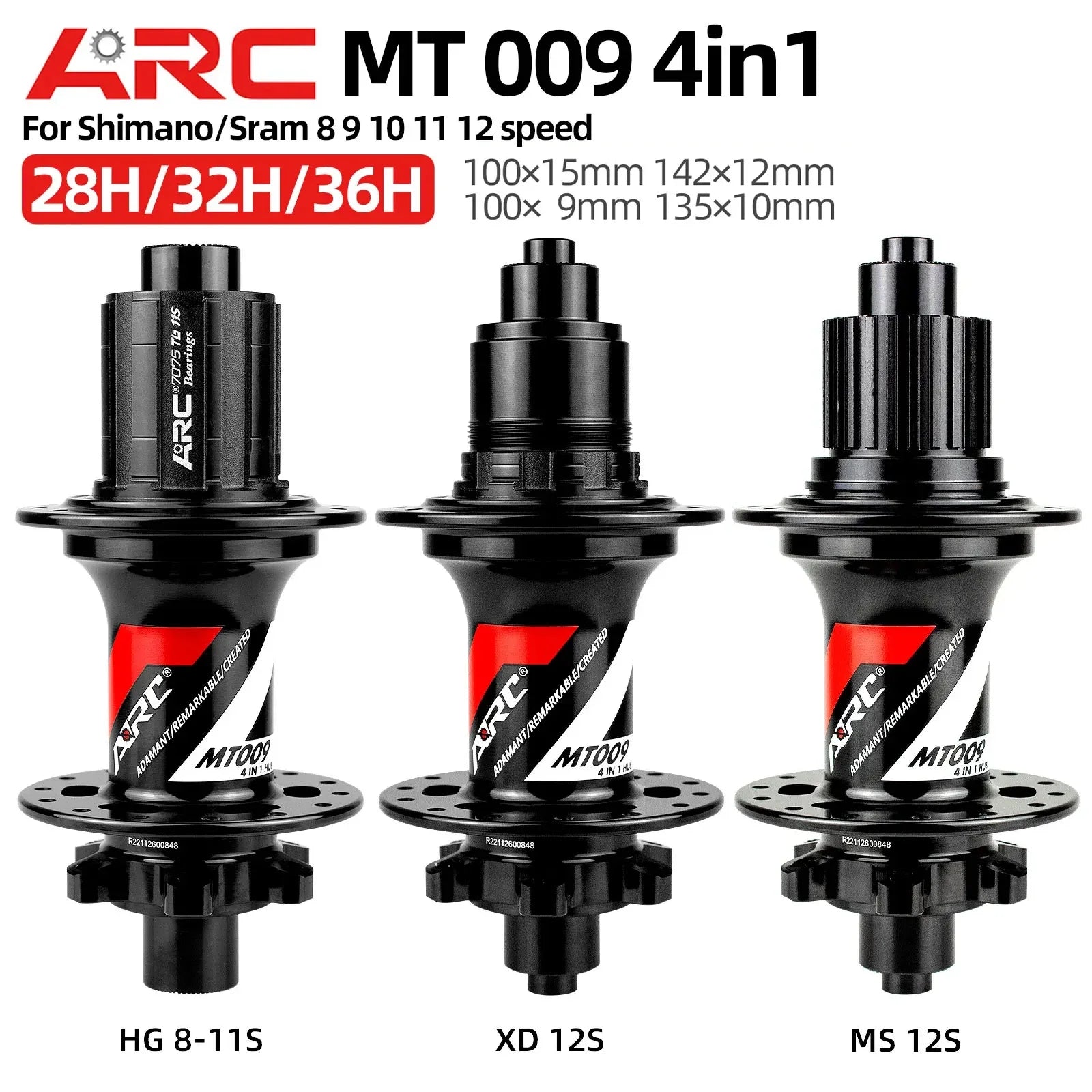 MT009 MTB mountain bike front rear hub 32 28 36 holes hg xd ms micro spline freehub 11 12 speed 100 142 135 qr thru bicycle hub