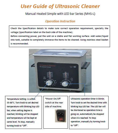 Top Grade Stainless Steel Thick tank  Easy Operation Heater and Timer With LED bar Mini Small Size 0.7 Liter Ultrasonic Cleaner
