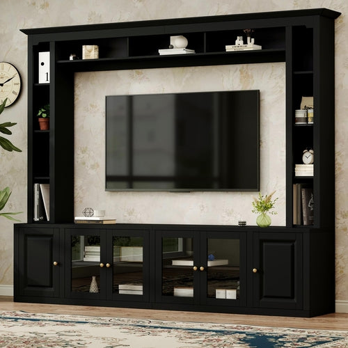 4-Piece Modern Entertainment Center Wall Unit With Bookshelves,